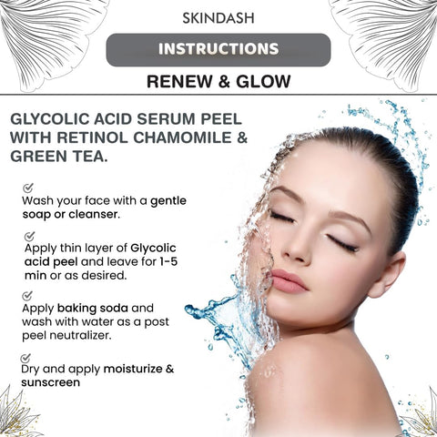 70% Glycolic Acid Serum Peel - with Retinol & Chamomile Green Tea ExtractS (Professional Skin Peel) For Wrinkles, Acne Scars, Fine Lines, Collagen Boost - Anti -Aging Alpha Hydroxy Acid 1oz Bottle
