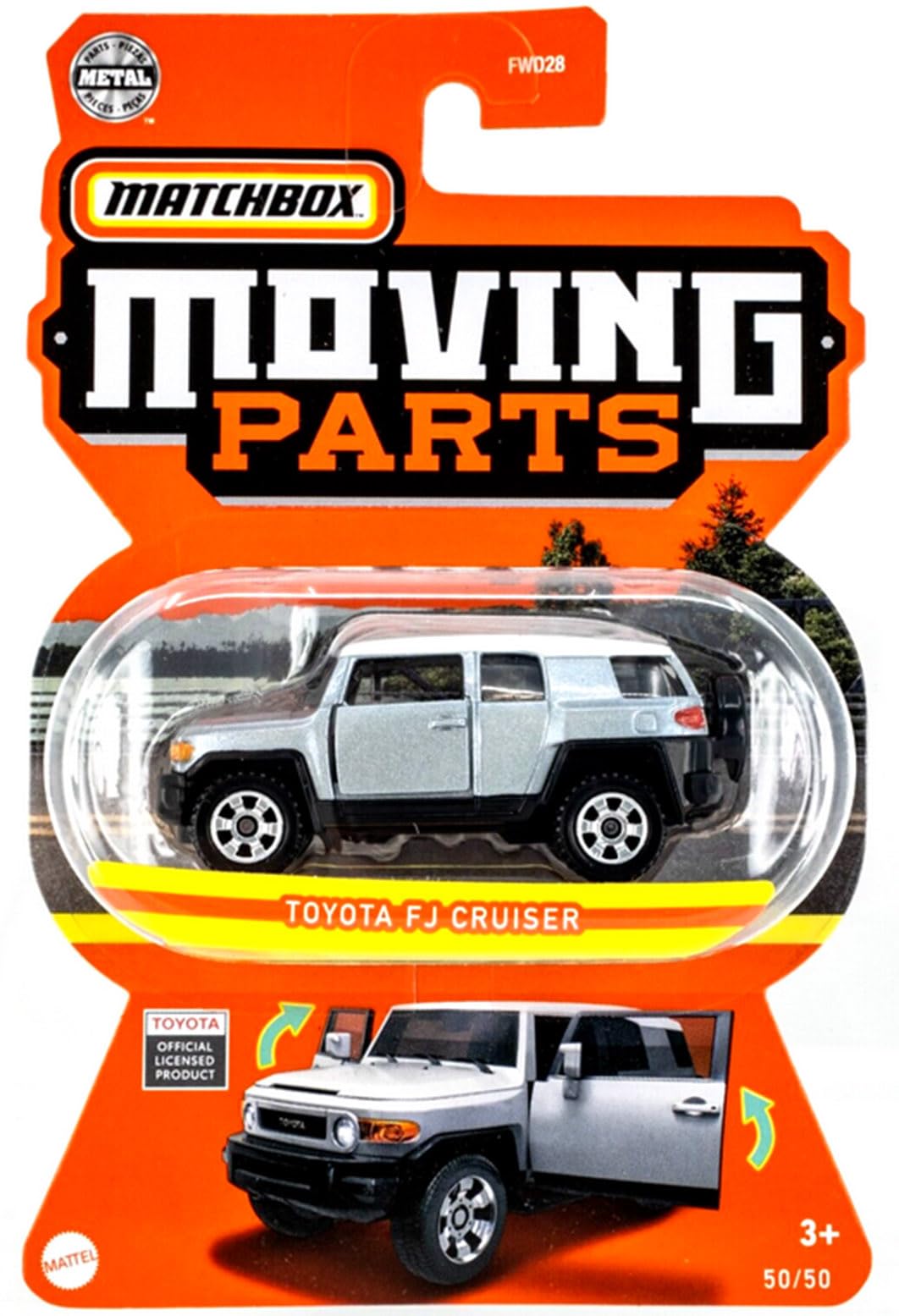 Matchbox 2022 Silver Toyota FJ Cruiser Moving Parts 1:64 Scale Collectible Die Cast Metal Toy Car Model #50