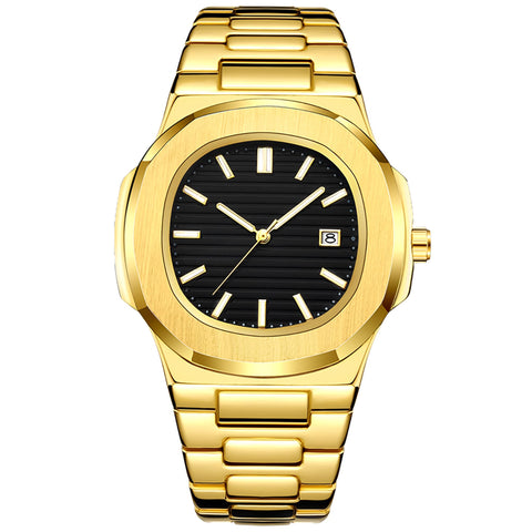 BARAMON Wrist Watches for Men, Nautilus Stainless Steel Quartz Movement Date Luxury Style Men's Luminous Hands Casual Business Watches
