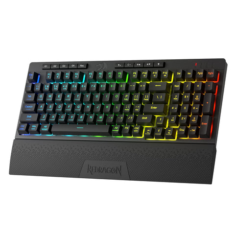 Redragon K515 Shiva RGB Wireless Membrane Gaming Keyboard, 98 Keys Mechanical-Feel Keyboard w/Smooth Linear Switch, On-Board Macro & Multimedia Keys, Detachable Wrist Rest, Software Supported