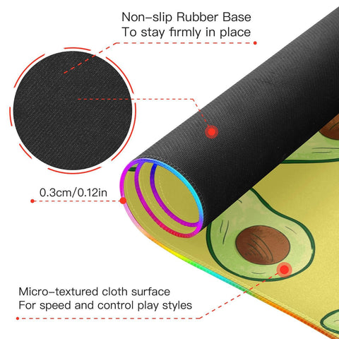 Avocado Fruit Wireless Charging Mouse Pad for Mobile Phone Extra Large Gaming Mousepad with 13 Lighting Modes Mouse Mat for Gaming MacBook PC Laptop Desk Home Office