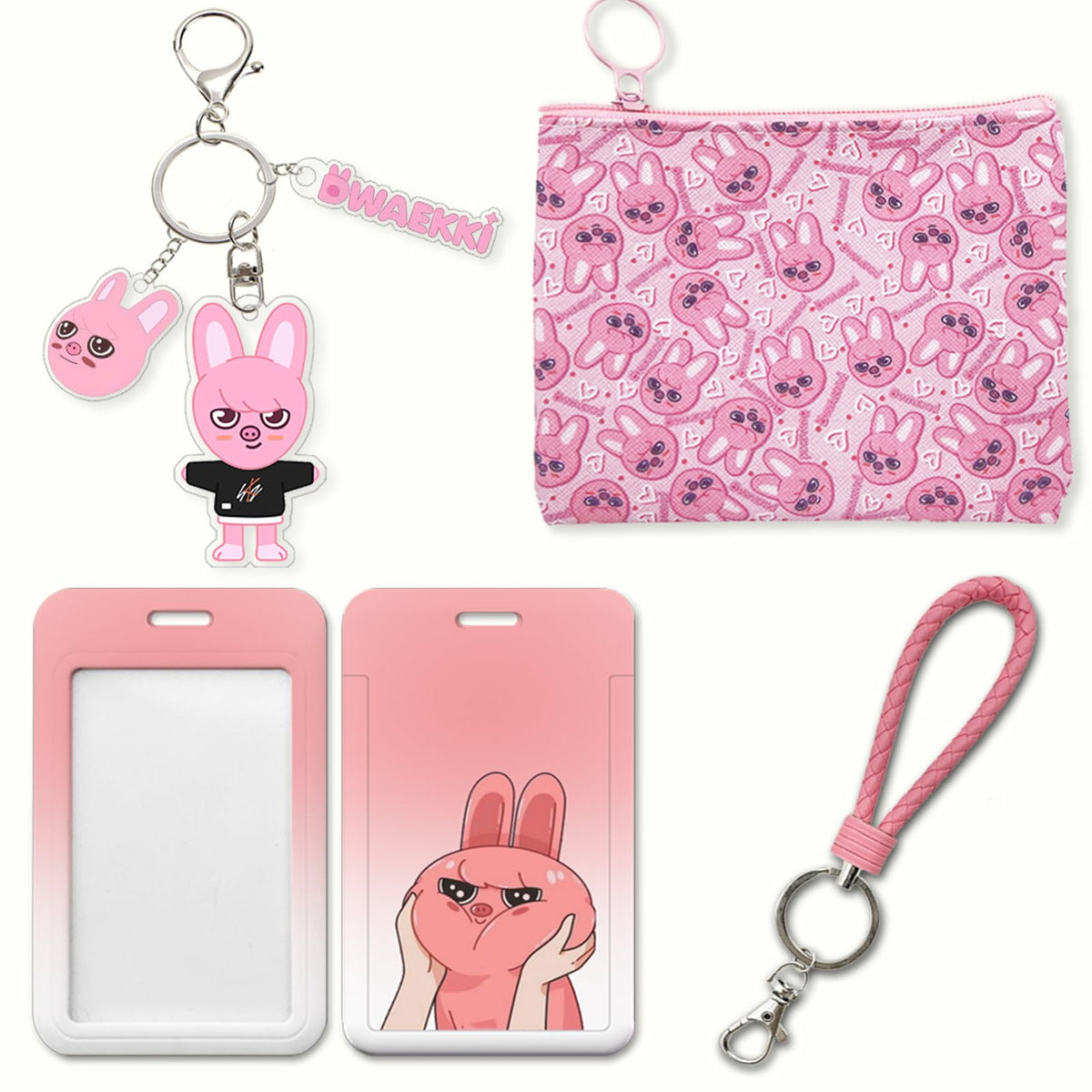 Bicykol Q Kpop Stray-Kids Merch Set Including 1 PCS SKZOO Photocard Holder with Lanyard,1 Unique Stray-Kids Keychain,1 Straykids Wallet for Stray-Kids Fans SKZOO Merch Gift for Fans Party-zhutu