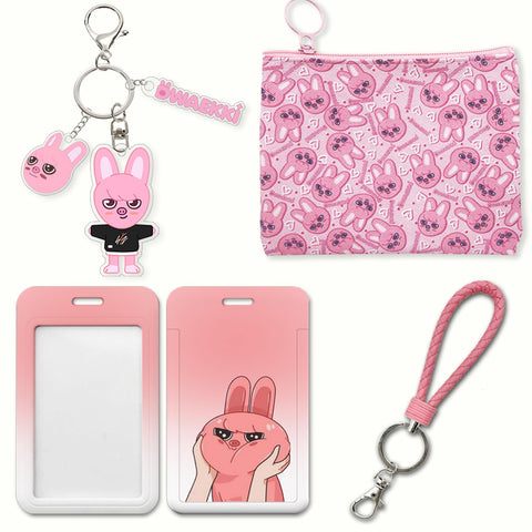 Bicykol Q Kpop Stray-Kids Merch Set Including 1 PCS SKZOO Photocard Holder with Lanyard,1 Unique Stray-Kids Keychain,1 Straykids Wallet for Stray-Kids Fans SKZOO Merch Gift for Fans Party-zhutu