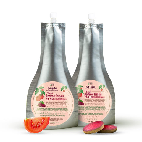 Nat Habit Fresh Beetroot Tomato Vit-A Face Gel, Oil Free Moisturizer with Vit-A for Dry Skin Care - 80 gm Each (Pack of 2)