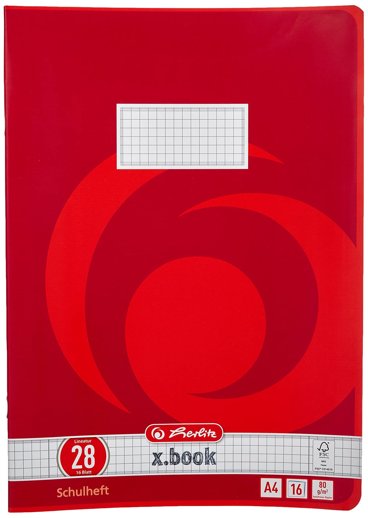 Herlitz notepads A4 Squared, 16 Sheets, line Style, FSC Mixed Wood, Pack of 10 with Motif A4, Squared with Margin, Ruling 28 10er Packung Lineatur 28