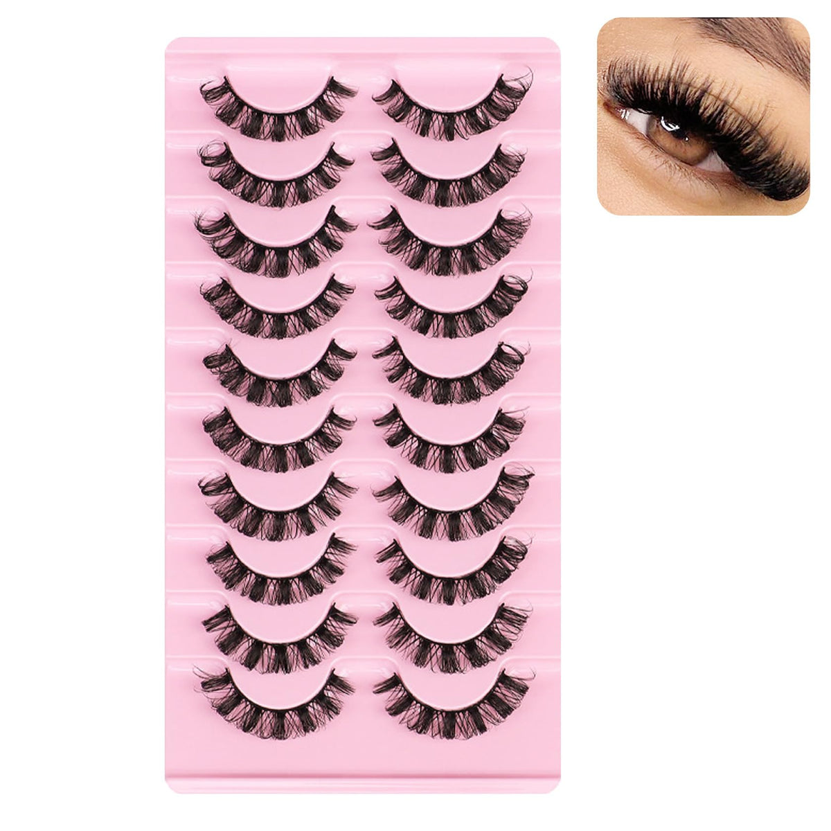 10 Pairs Pack Mink Lashes Wispy Fluffy Lashes Natural Look False Eyelashes Cat Eye Lashes 3D Mink Fluffy Eyelashes?DH06-2?