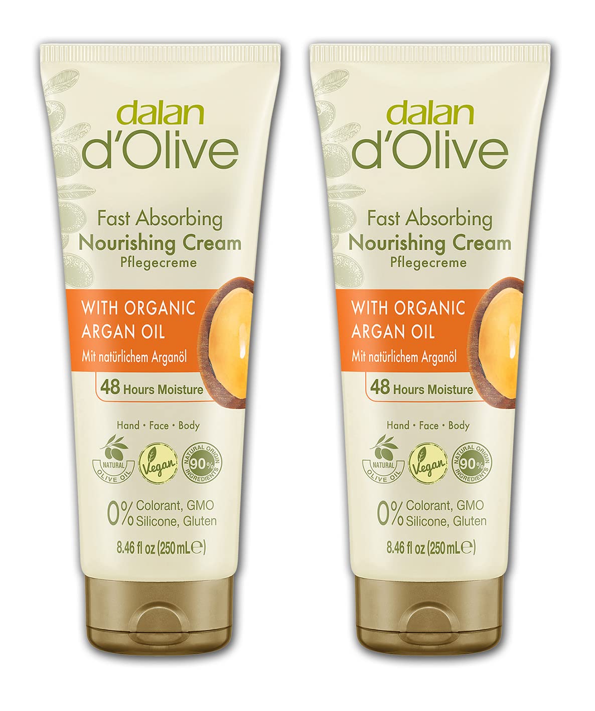 Dalan d'Olive - Argan Oil - Care Cream - 250 ml Tube - Set of 2