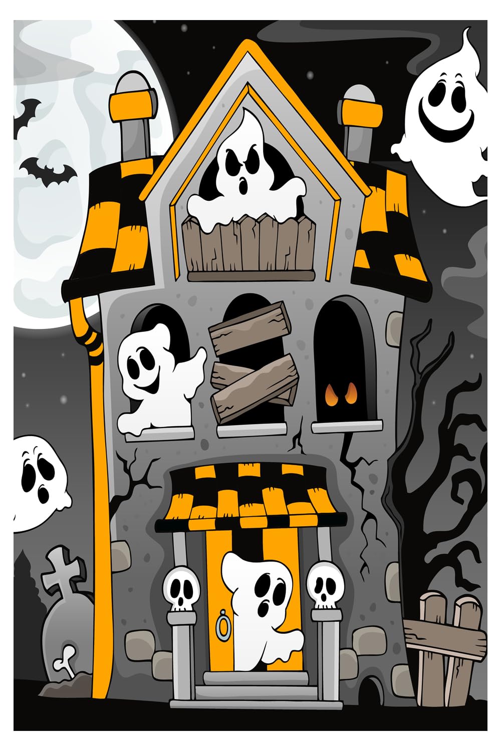 CVPuzzles Haunted House with Ghosts 35 Piece Children's Jigsaw Puzzle 12 inch X 18 inch Spooky Family Fun Educational Toy for Boys and Girls