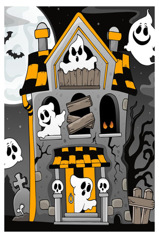 CVPuzzles Haunted House with Ghosts 35 Piece Children's Jigsaw Puzzle 12 inch X 18 inch Spooky Family Fun Educational Toy for Boys and Girls