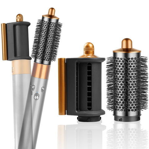 YTCHYYSK Anti-Flying Nozzle Smoothing Dryer and Small Round Volumizing Brush for Dyson Airwrap HS05, Attachment for Dyson Air Warp Part.970750-01 969489-01, Copper