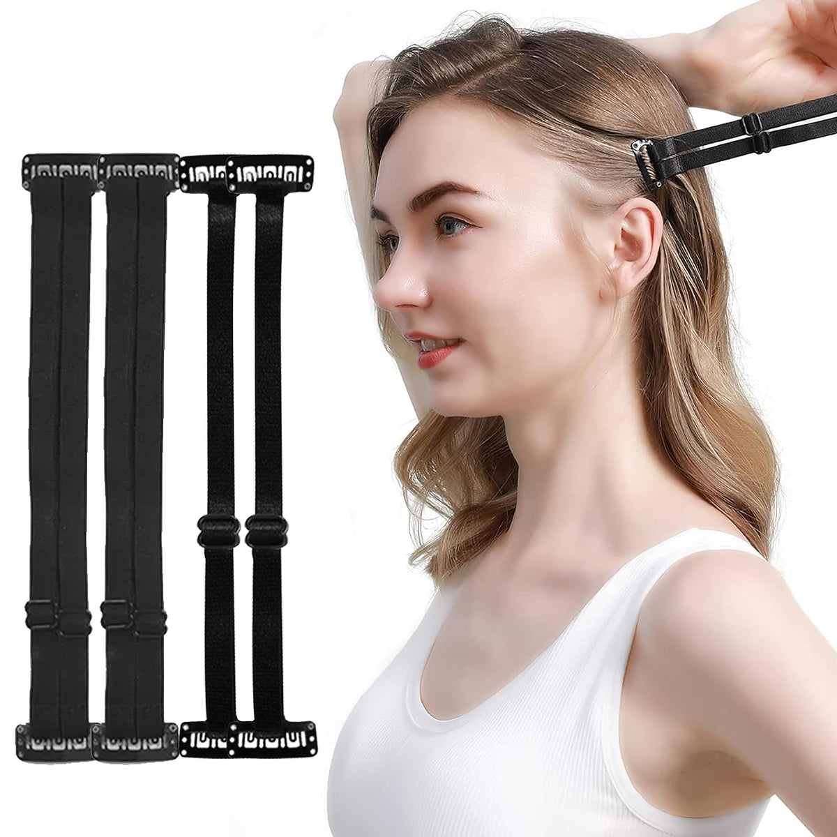 Facelift Bands with Clips, 4 PCS Reusable Hairpin Facial Lifting Bands, Invisible Facelift Patch Straps for Hair, Instantly Lifting Remove Eye Fishtail Wrinkles