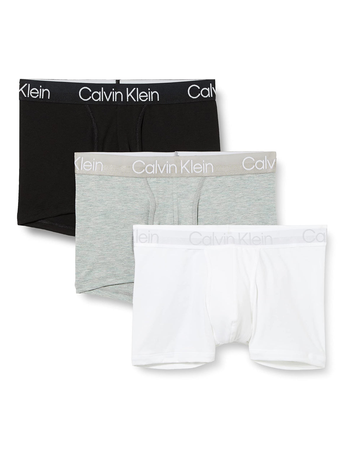 Calvin Klein Men's Trunk 3pk Trunks, Multicolour (White/ Black/ Grey Heather), XXL