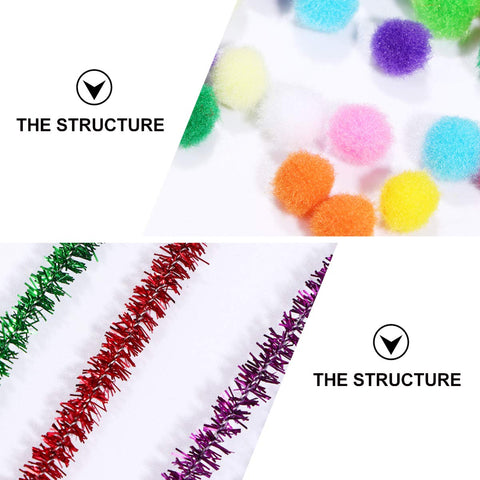 EXCEART 700 Pcs DIY Twist Stick Glue Eyes Fur Ball Set Crafts Chenille Stems Fuzzy Craft Stick Crafts for Craft Chenille Stems DIY Chenille Stems Toy Dacron Child Clean Stick
