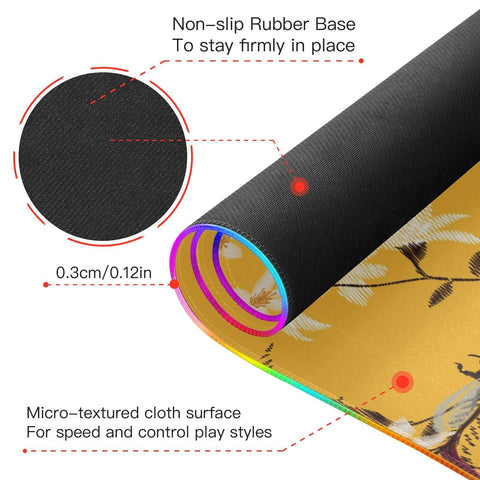 Bee Butterfly Flowers Wireless Charging Mouse Pad for Mobile Phone Extra Large Gaming Mousepad with 13 Lighting Modes Computer Mat for Office Home Gaming MacBook PC Laptop Desk