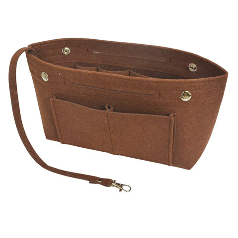 YIICOOLY Felt Tote Handbag Purse Organizer Insert Divider Shaper Bag in Bag, Coffee, L