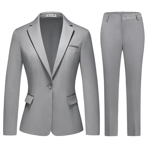 MODFUL Women Suits Work Professional Office 2 Piece Pant Suits for Women Business Outfits(Grey,Small)