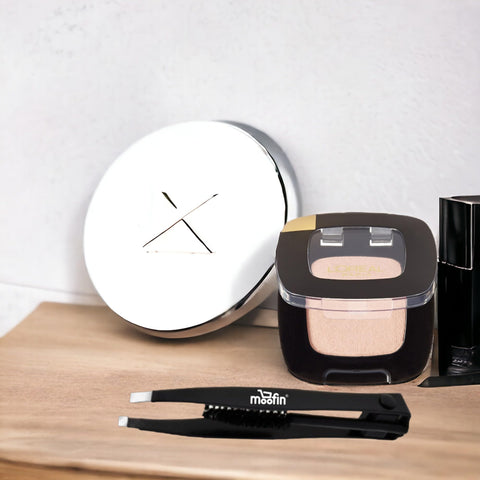 Eye Shadow Palette Makeup, 0.12 Oz - with Moofin Eyebrow Tweezers, Luxurious Little Beige Dress, Vibrant Shimmery & Matte Finishes, Easy Sweep Soft Eyeshadow Palette Velvety[Pack of 6]