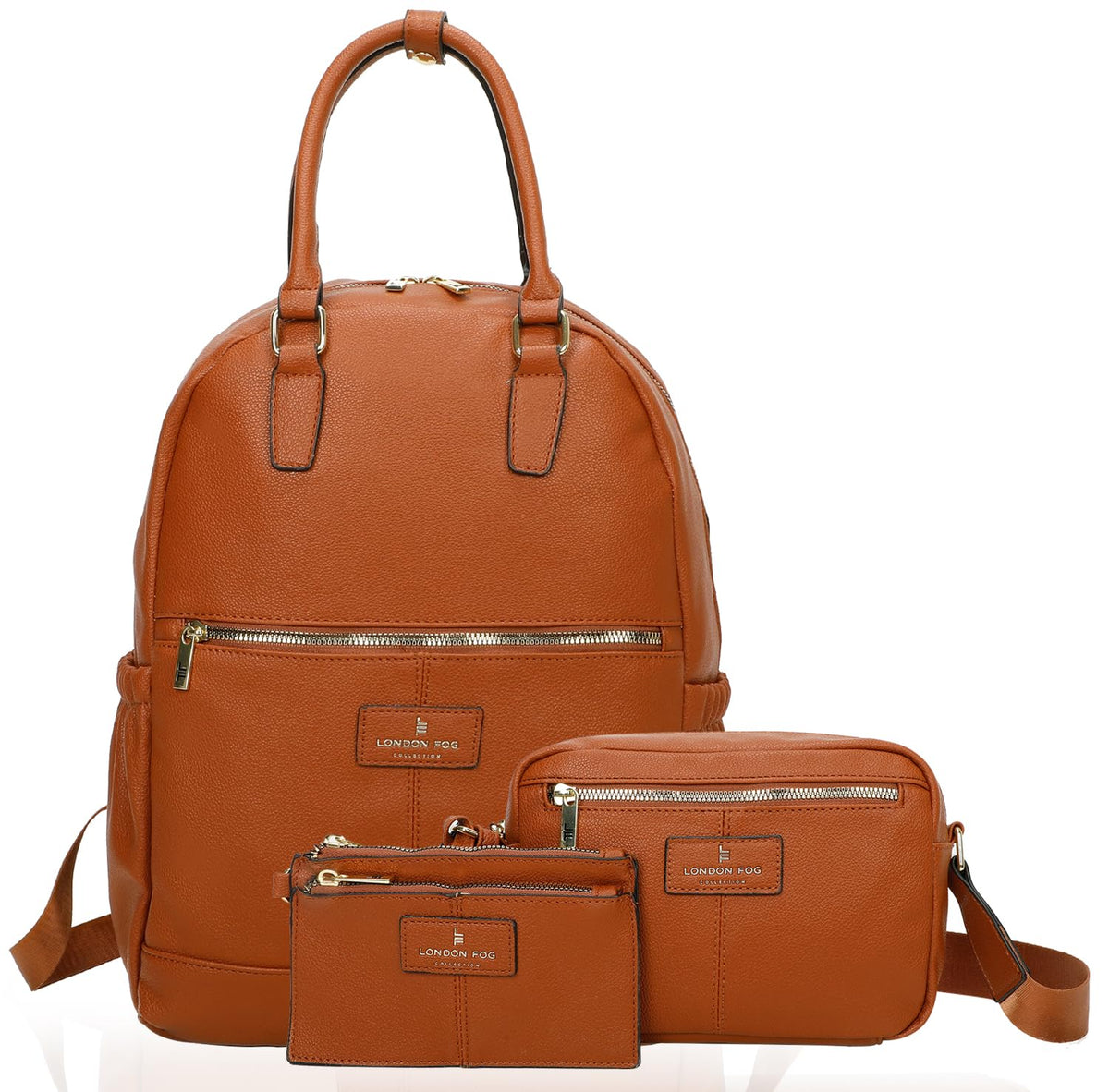 LONDON FOG - Backpack | Travel Backpack for Women | Stylish Backpack Set Girl | Purse | Laptop Backpack | Crossbody Bag and Wallet Set | Suitable for Traveling | Gift for Girl | Wristlet | Set of 3
