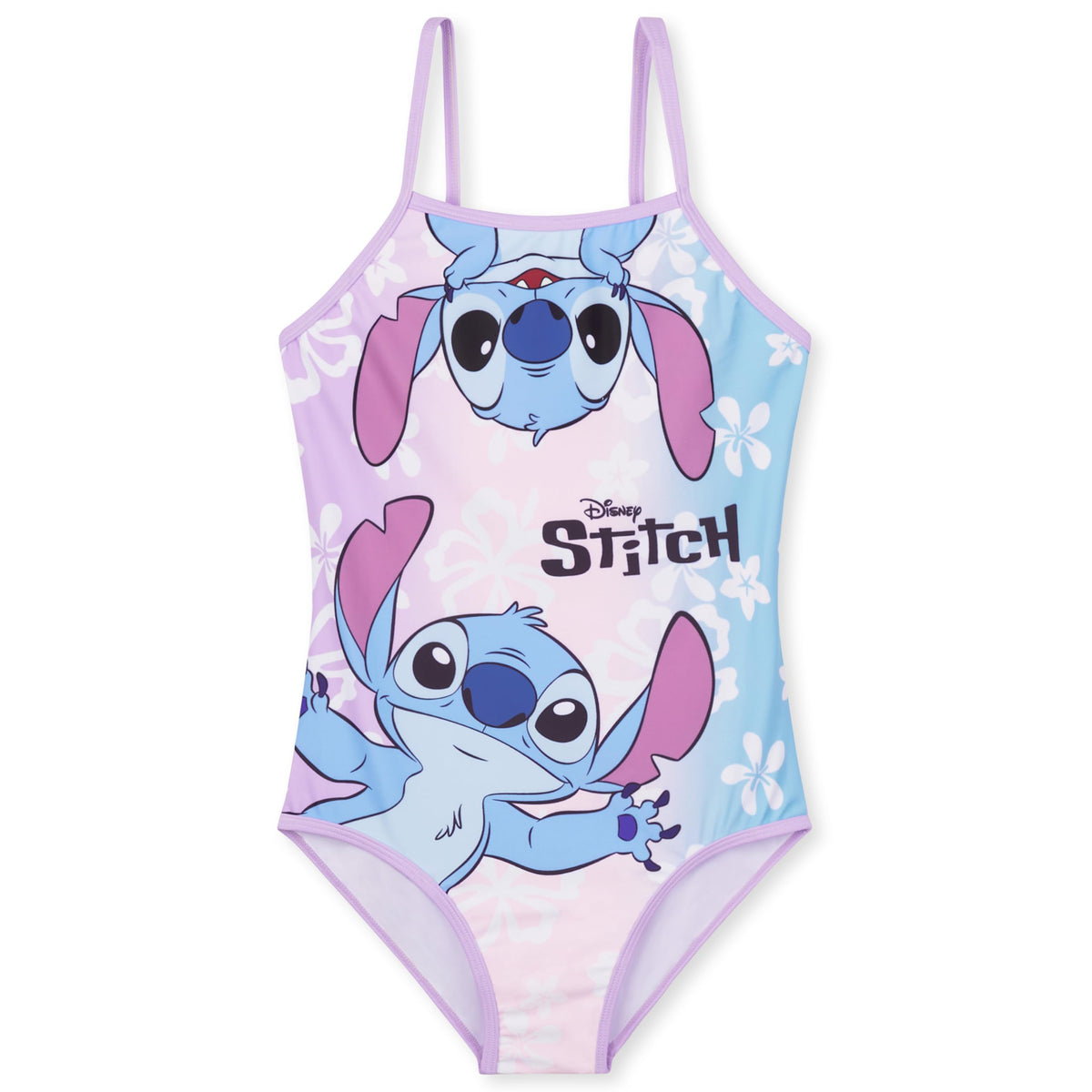 Disney Stitch Girls One Piece Swimsuit, Stretchy Swimwear for Beach and Pool (Multi, 9-10 Years)
