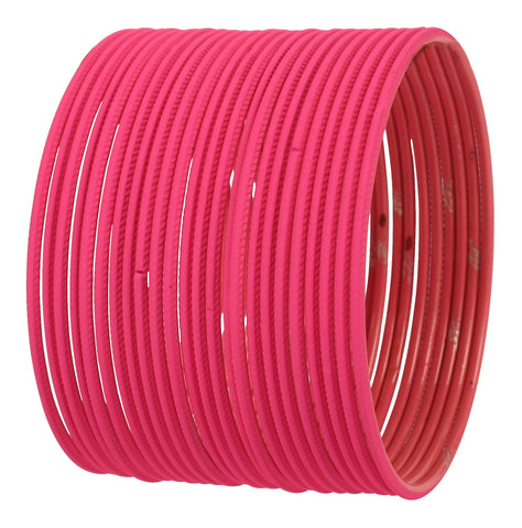 Touchstone New Indian Bollywood Fashion Traditional Fine Engraving Stunning Pastel Red Rose Color Wrist Enhancing Designer Jewelry Bracelets Bangle. Set of 24 for Women.