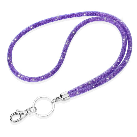 Soleebee Bling Crystal Lanyard, 31.5'' Office Neck Strap Lanyard, Lanyard Keychain with Metal Clasp & Keyring, Purple, 31.5â€˜â€™