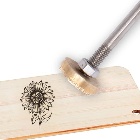 SUPERFINDINGS Wood Branding Iron Sunflower Pattern 1.2â€ Leather Branding Iron Stamp BBQ Heat Stamp with Wood Handle for Baking, Wood and Leather