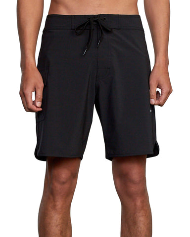 RVCA mens 4-way Stretch Fixed Waist 18 Inch Boardshort Board Shorts, Rvca Stretch Boardshort/All Black, 32 US