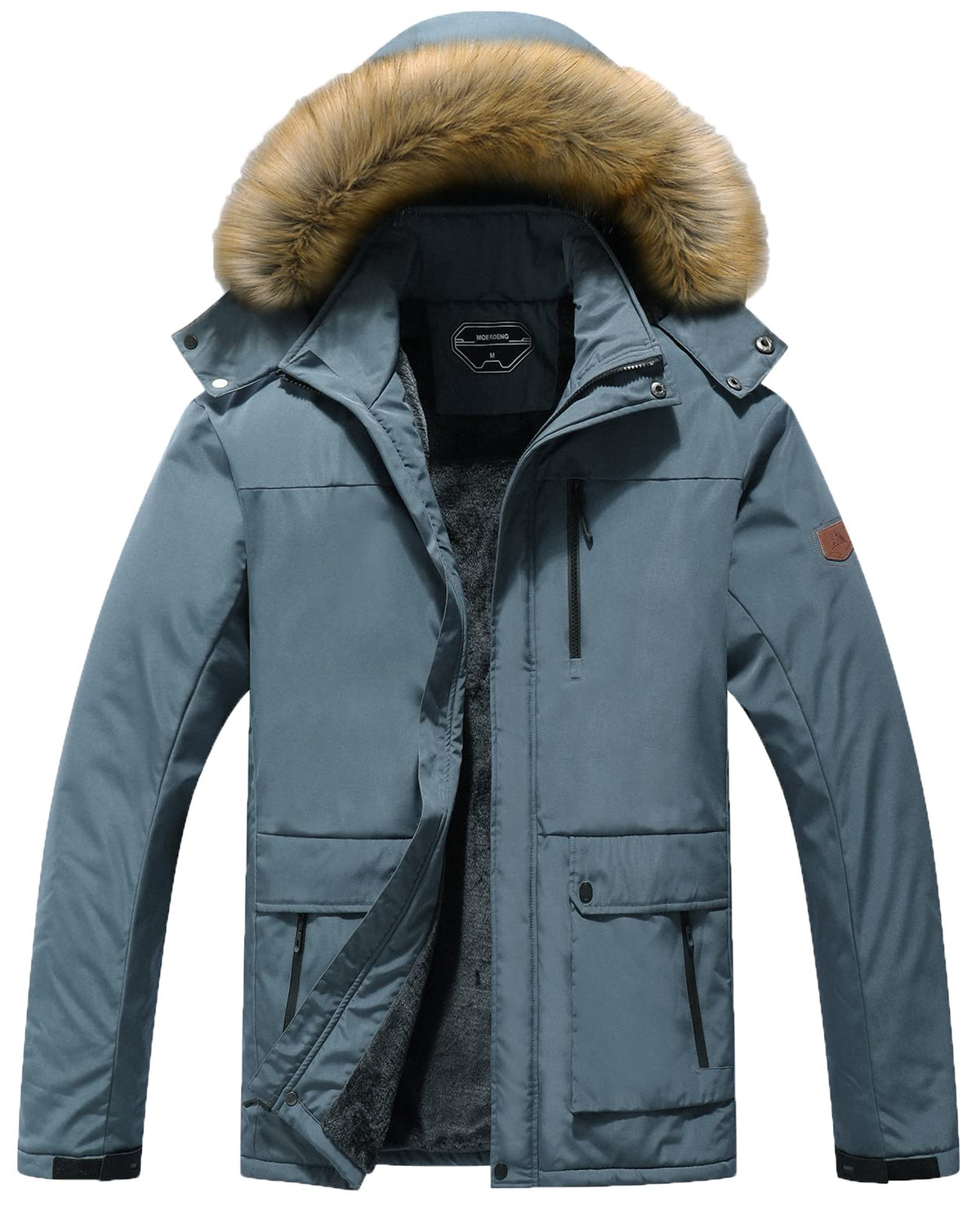 MOERDENG Men's Winter Snow Coat Warm Ski Jacket Waterproof Hooded Work Outerwear