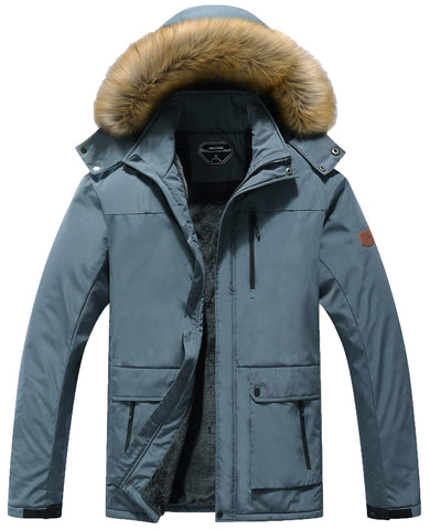 MOERDENG Men's Winter Snow Coat Warm Ski Jacket Waterproof Hooded Work Outerwear