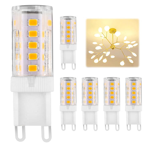 LANAFAY 6 Pcs G9 LED Bulbs Warm White 3000K, 3W, 120-380LM, Flicker Free Not Dimmable, Energy Saving G9 LED Light Bulbs for Chandelier, Ceiling Lights, Wall Light, Crystal Lamp, Ceiling Fan Light