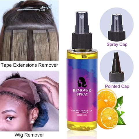 Tape Extensions Remover- Lace Glue Remover - Tape in Extension Remover Spray for Hair Replacement Lace Front Wig, Poly Hairpieces, Toupee, Cosmetic Hair Systems Bonding (118mL)