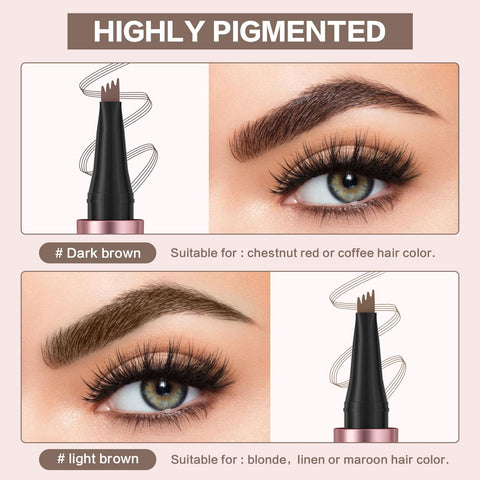 2024 New Eyebrow Microblading Pen, 3D Microblading Eyebrow Tattoo Pencil 4 Fork Tip, Waterproof Eyebrow Pencil, Natural Long-Lasting Fine Stroke Magic Eyebrow Pencil (2PC)