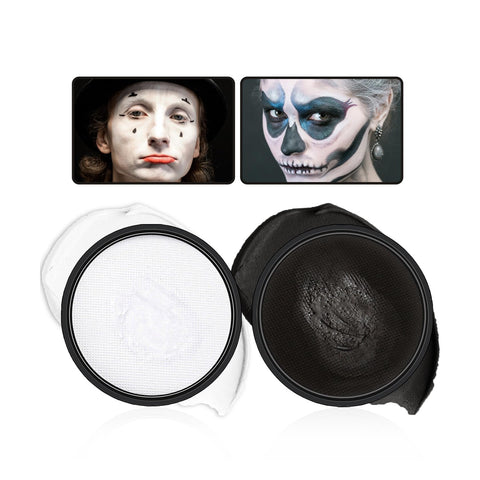 Black and White Face Body Paint Kit Pro Water Activated Face Body Paint Washable for Adults and Kids Halloween Art Theater SFX Cosplay Zombie Skeleton Makeup Kit