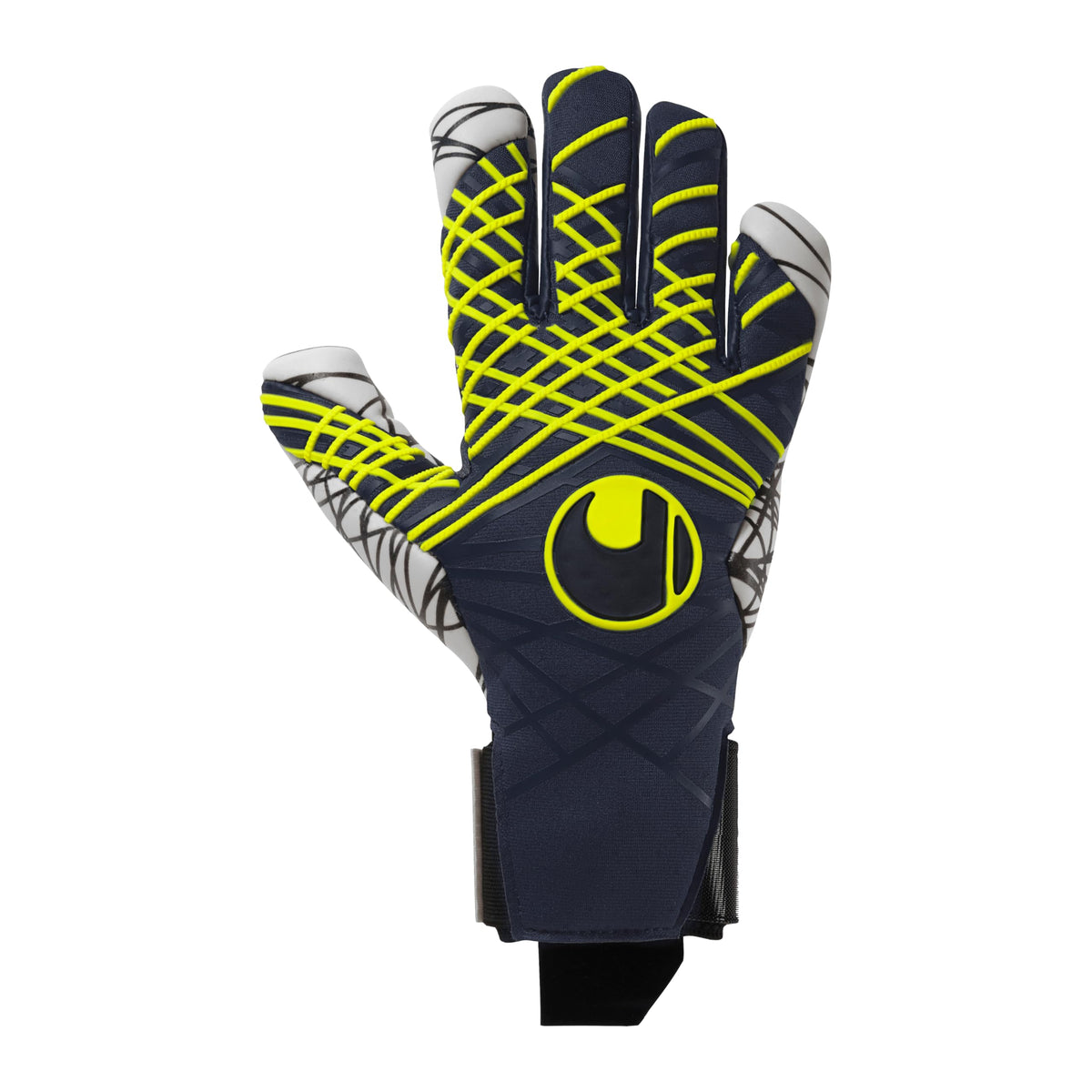 uhlsport Football Goalkeeper Gloves Prediction Ultragrip HN 9, Navy/White/Fluo Yellow