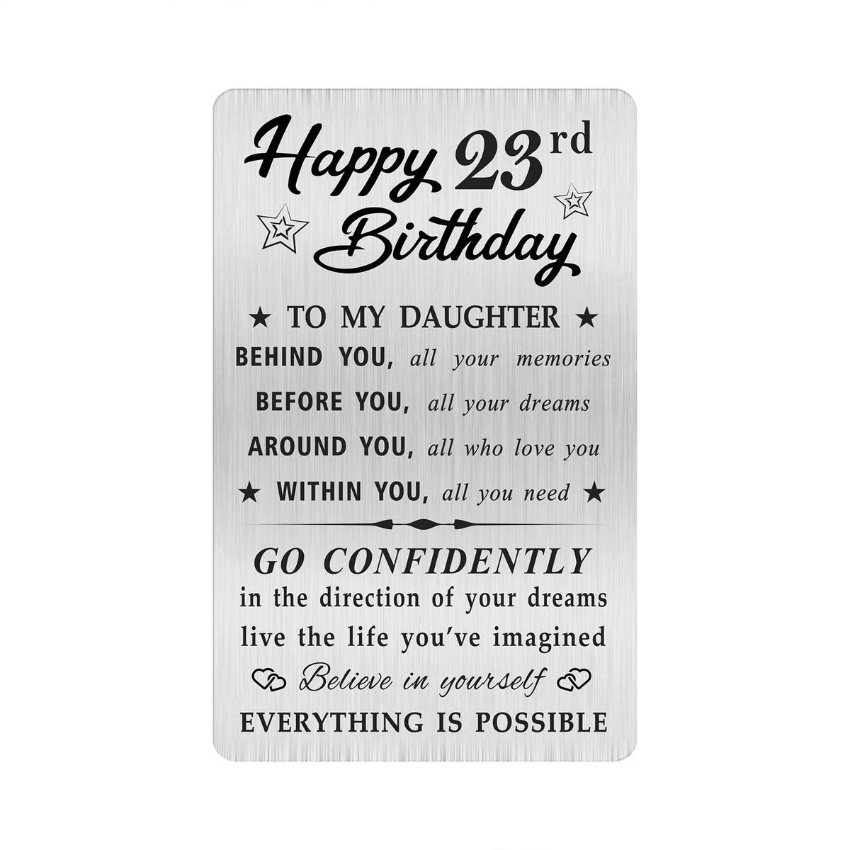 MOQIYXL 23rd Birthday Card for Daughter, 23 Year Old Gifts for Daughter Engraved Wallet Card