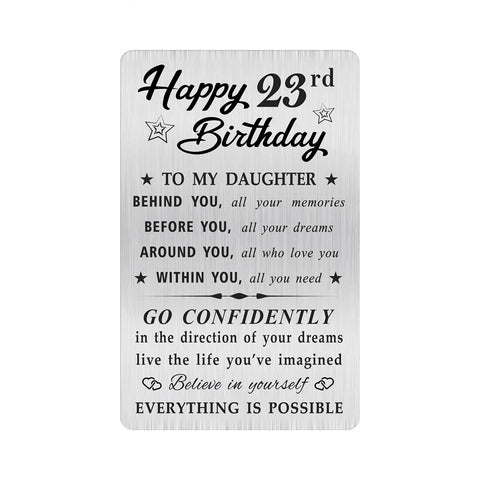 MOQIYXL 23rd Birthday Card for Daughter, 23 Year Old Gifts for Daughter Engraved Wallet Card