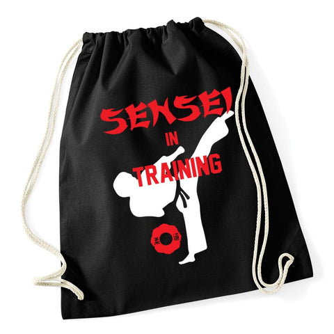 Hippowarehouse Sensei In Training Drawstring Cotton School Gym Bag 37cm x 46cm, 12 litres