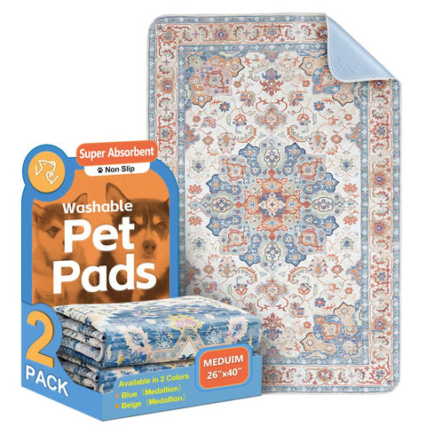 Washable Pee Pads for Dogs, 2 Pack Reusable Puppy Training Pads 102x67cm Super Absorbent Waterproof Dog Training Pads, Non-Slip Potty Pads for Floor, Crate, Whelping Pads Litter Mat Pet Supplies