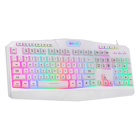 Redragon K503 PC Gaming Keyboard, RGB LED Backlit with Macro Recording, Wired, Multimedia Keys, Silent USB Keyboard with Wrist Rest for Windows PC Games (White)