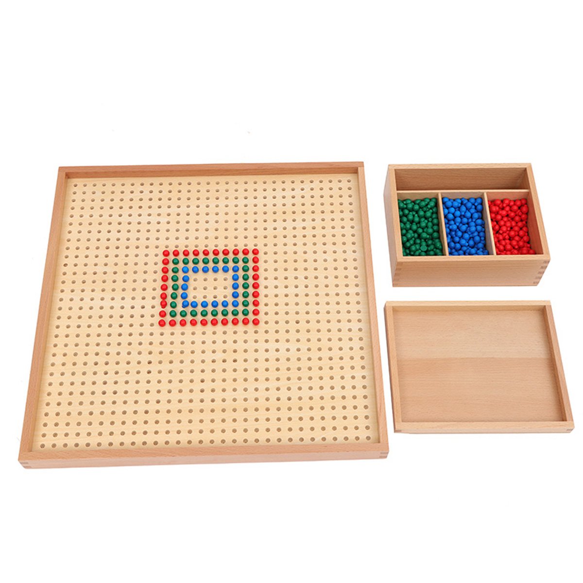 Montessori Wood Peg Board Set with Plastic Pegs Mathematics Square Learning Montessori Math Materials Early Development Toys
