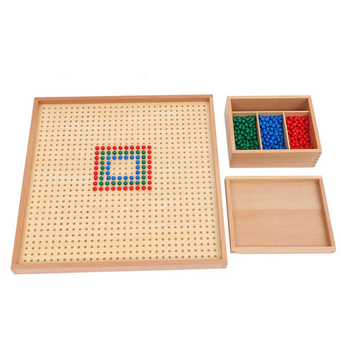 Montessori Wood Peg Board Set with Plastic Pegs Mathematics Square Learning Montessori Math Materials Early Development Toys