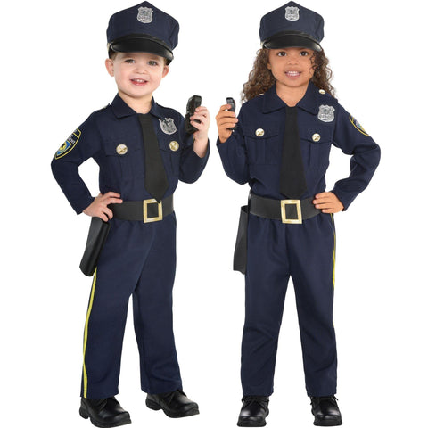 Amscan Children's Cops and Robbers Party Police Officer Costume (5 Piece), Navy Blue, Medium (8-10)