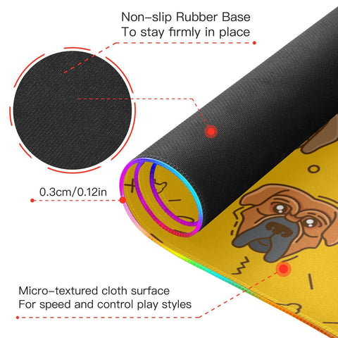 Cute Dog Wireless Charging Mouse Pad for Mobile Phone Extra Large Gaming Mousepad with 13 Lighting Modes Mouse Mat for MacBook PC Laptop Desk Office Home Gaming