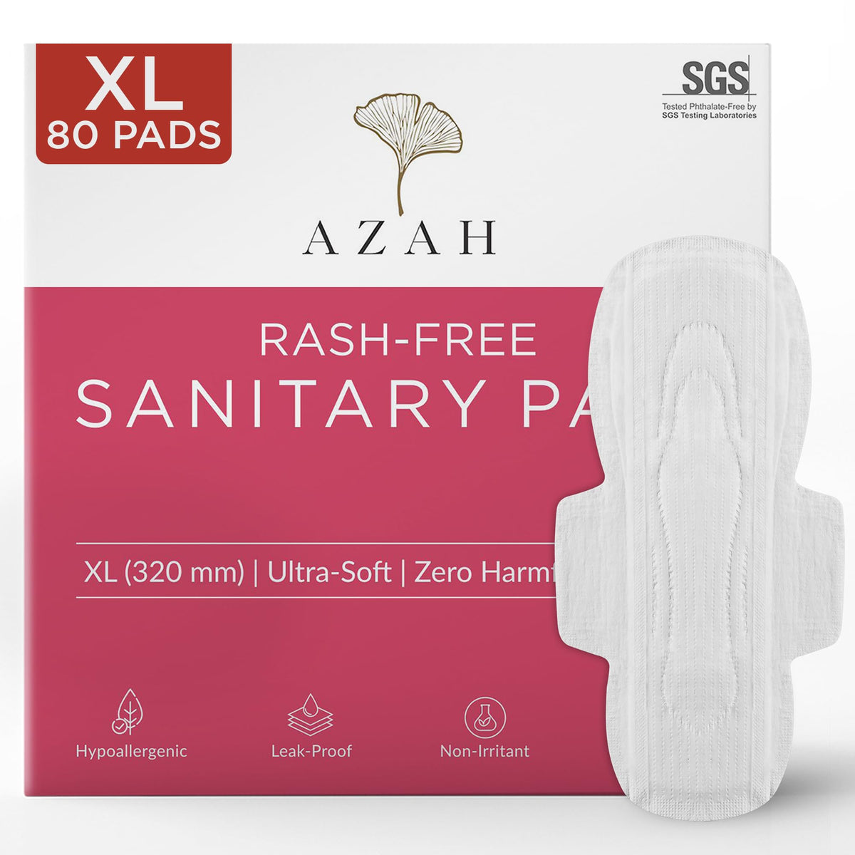 Azah Sanitary Pads for women | Bulk Pads Pack of 80 : All XL | Rash Free | Super 3x Absorbent | 100% Organic Cotton Pads | Unscented | Ultra Soft