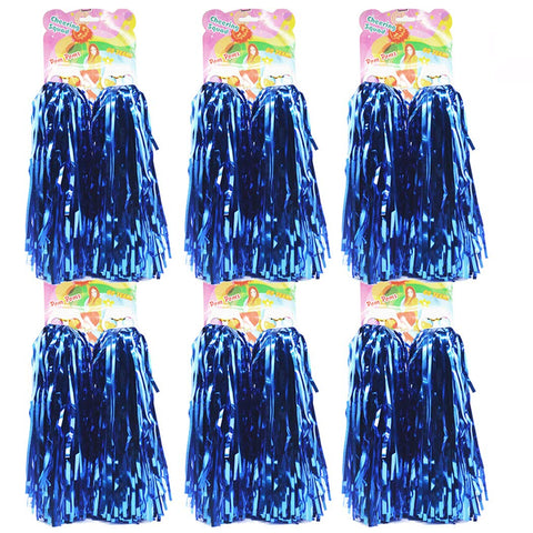 hatisan 12 Pack Cheerleading Pom Poms - Ultra Shining Cheerleader Pompoms for Sports Team Spirit Cheering Party Dance Useful Accessories (Blue)
