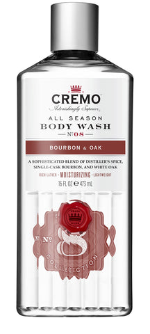 CREMO - All Season Body Wash For Men - Moisturising Bourbon & Oak Shower Gel - 473ml