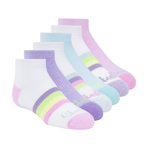 Skechers girls 6 Pack Low Cut Socks, Lilac/Rose Shadow, 7-8.5 US