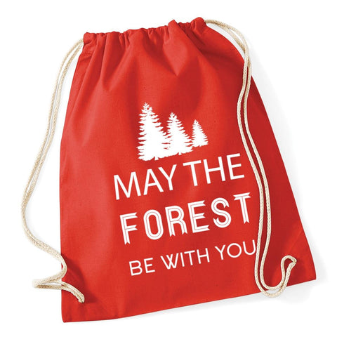 Hippowarehouse May the forest be with you Drawstring Cotton School Gym Kid Bag Sack 37cm x 46cm, 12 litres