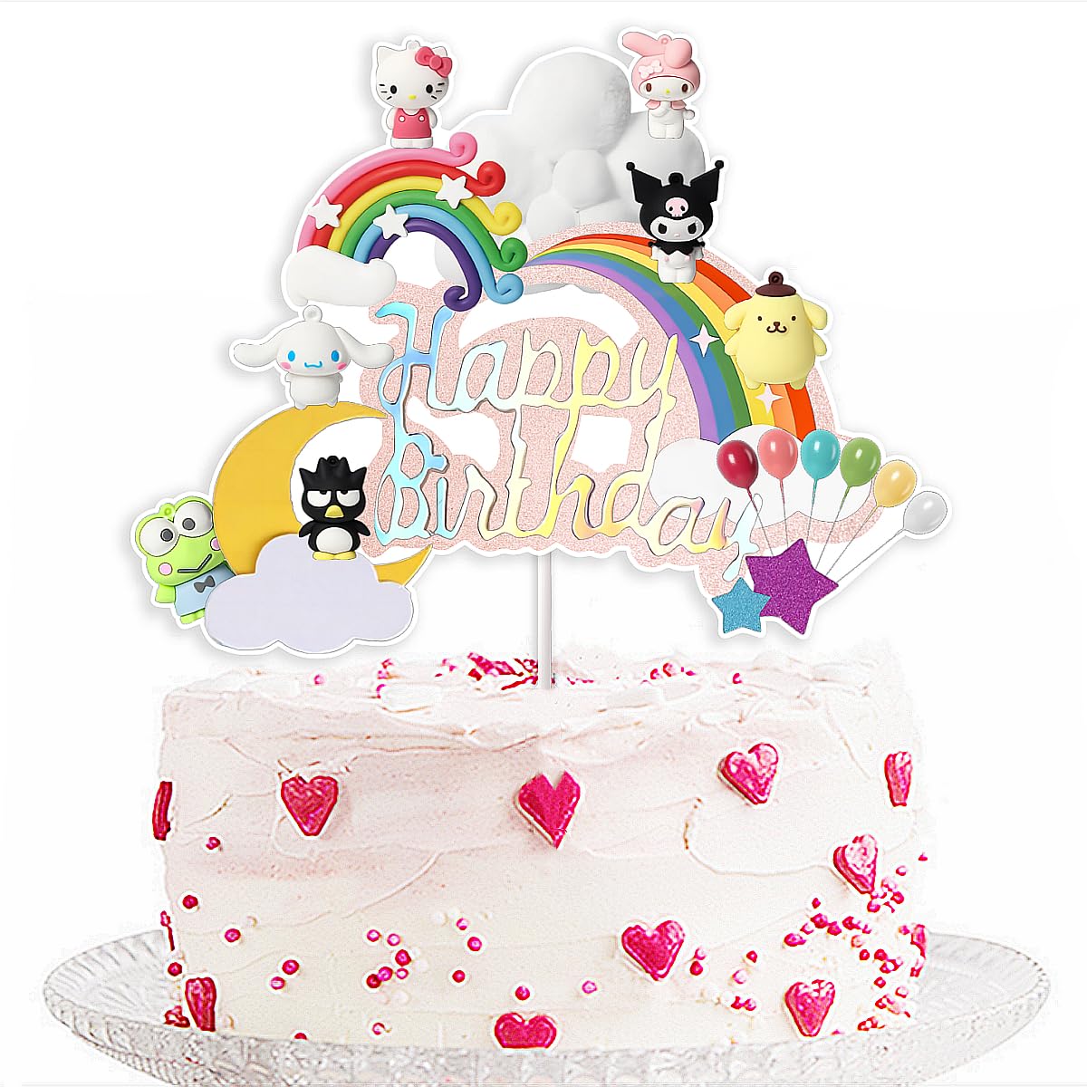 1PCS Cute Kitty Cake Topper for Kitty Party Supplies Decorations, Kitty Birthday Party Cake Decorations for Kids Girls Boys Happy Birthday Baby Shower Decor