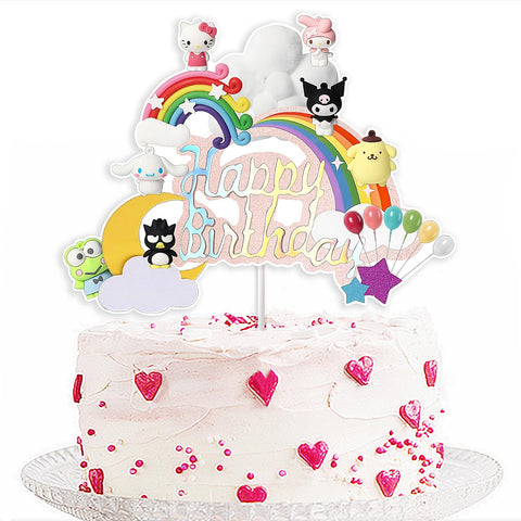 1PCS Cute Kitty Cake Topper for Kitty Party Supplies Decorations, Kitty Birthday Party Cake Decorations for Kids Girls Boys Happy Birthday Baby Shower Decor
